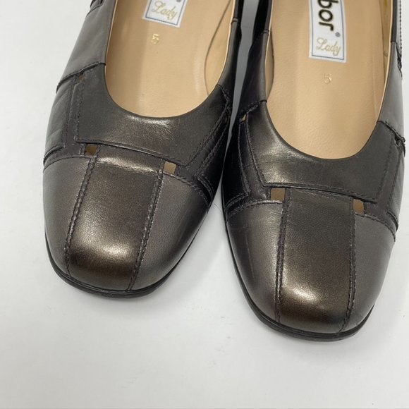 Gabor Womens Bronze Brown Leather Patchwork Block Heels Pumps Size 7 - Picture 4 of 11